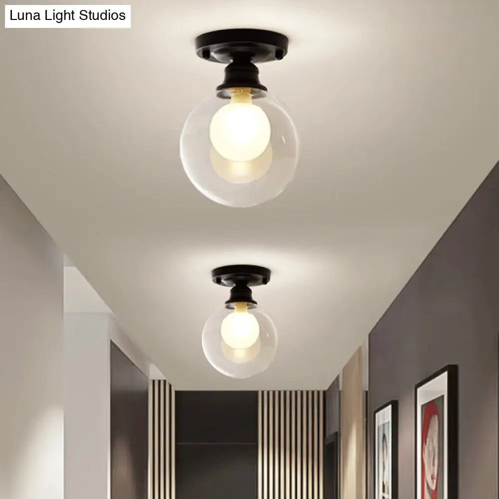 Contemporary Clear Glass Flush Mount Ceiling Light For Bedroom