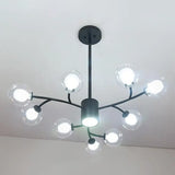 Contemporary Clear Glass Globe Chandelier For Living Room Ceiling 9 / Black