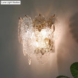 Contemporary Clear Glass Led Sconce Lighting - 3-Layer Panel Design 3 Lights Corner Wall Lamp
