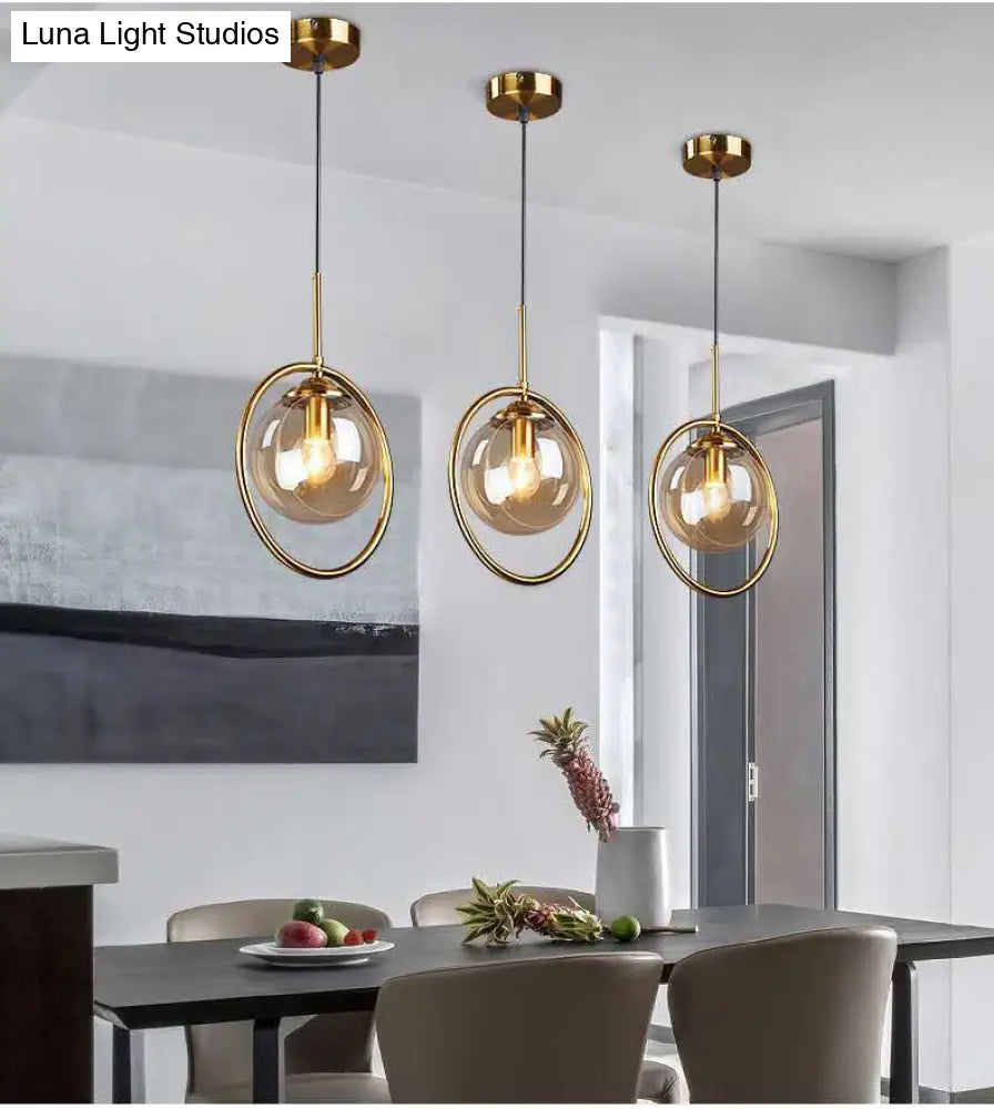 Contemporary Clear Glass Pendant Light Fixture For Bedroom