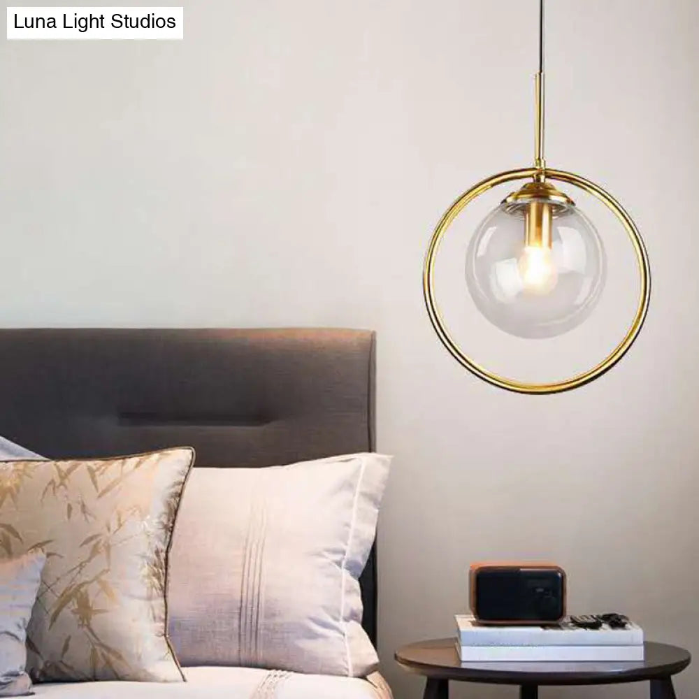 Contemporary Clear Glass Pendant Light Fixture For Bedroom