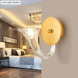 Contemporary Clear Glass Sconce In Gold For Corridor