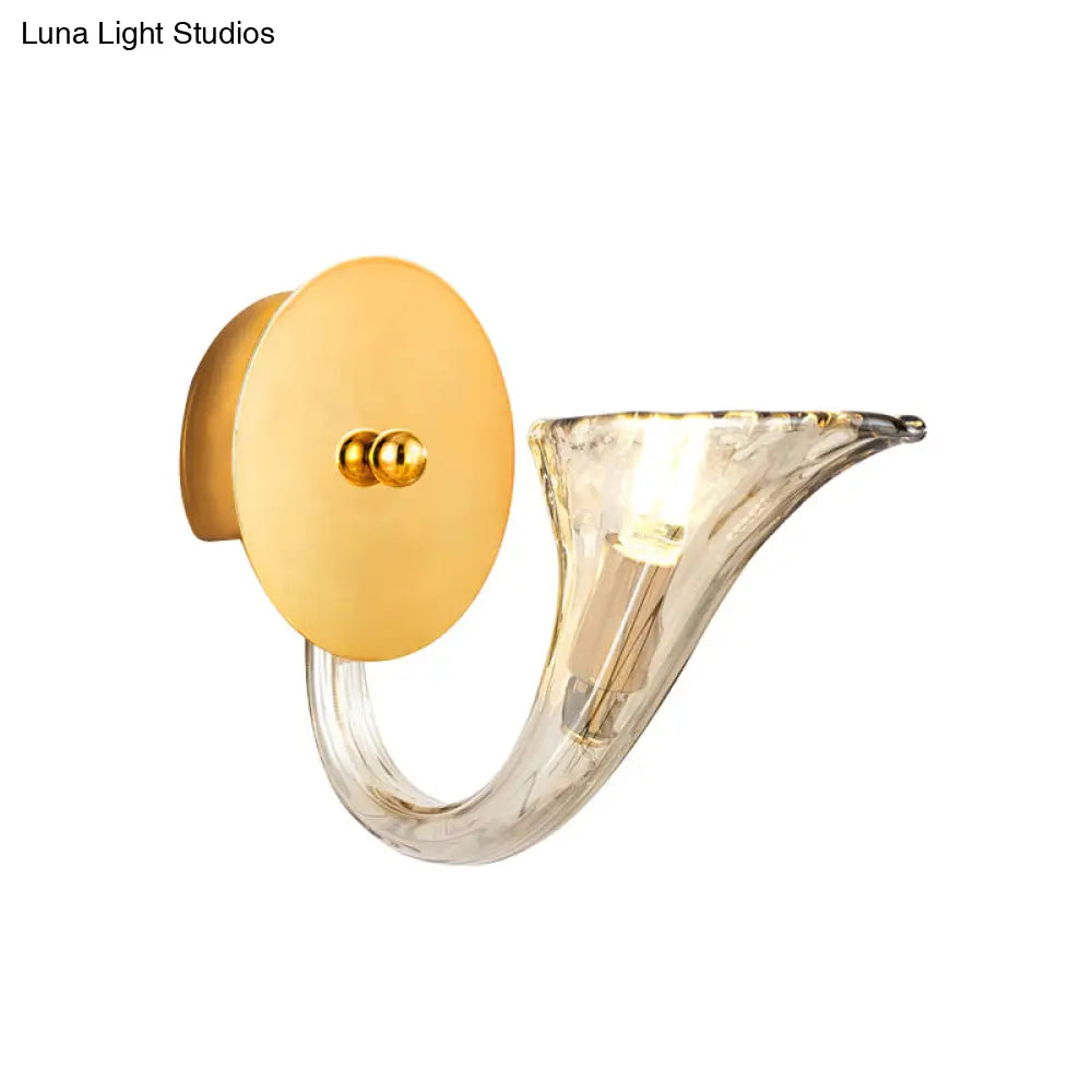 Contemporary Clear Glass Sconce In Gold For Corridor