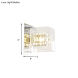 Contemporary Clear Glass Wall Sconce With Chrome Inner Wire Shade - Ideal For Corridors 1 Light Lamp