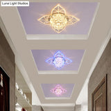 Contemporary Clear Led Flush Mount Ceiling Light For Corridor - Blossom Crystal