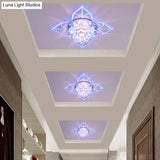Contemporary Clear Led Flush Mount Ceiling Light For Corridor - Blossom Crystal