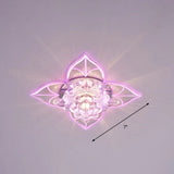 Contemporary Clear Led Flush Mount Ceiling Light For Corridor - Blossom Crystal / Pink