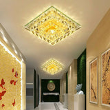 Contemporary Clear Square Crystal Led Flush Ceiling Light Fixture / Warm