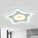 Contemporary Clear Starfish Led Flush Ceiling Light For Kids Bedroom / 8 Inner Warm Outer White