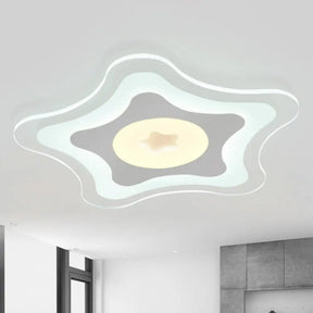 Contemporary Clear Starfish Led Flush Ceiling Light For Kids Bedroom / 8 Inner Warm Outer White