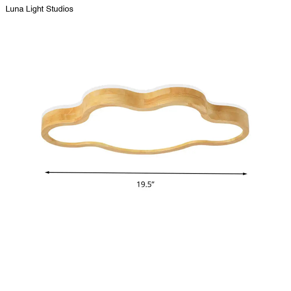 Contemporary Cloud Flush Mount Wood Ceiling Light - Led 19.5’/25’ W Beige Warm/White/3 Color Options