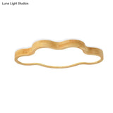 Contemporary Cloud Flush Mount Wood Ceiling Light - Led 19.5’/25’ W Beige Warm/White/3 Color Options