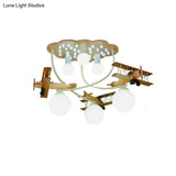 Contemporary Cloud & Glider Semi Flush Mount Ceiling Light For Kindergarten