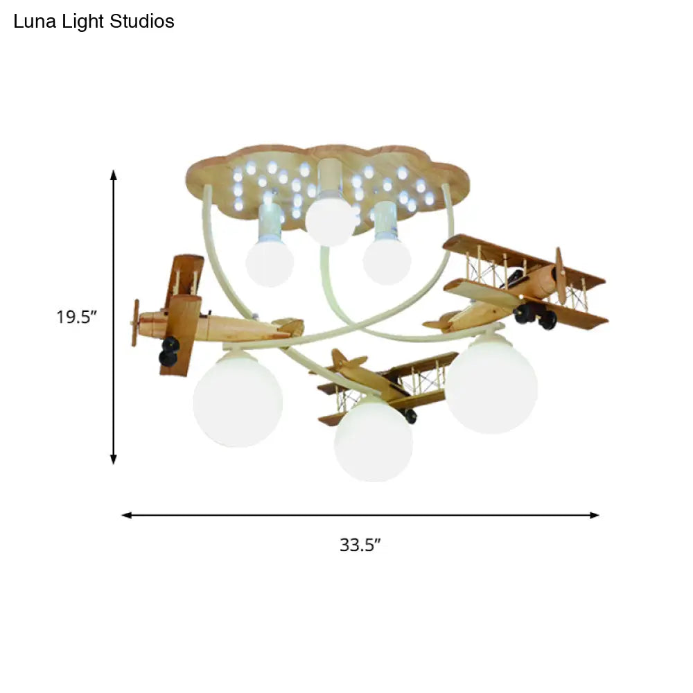 Contemporary Cloud & Glider Semi Flush Mount Ceiling Light For Kindergarten