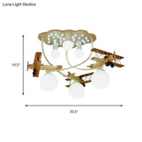 Contemporary Cloud & Glider Semi Flush Mount Ceiling Light For Kindergarten