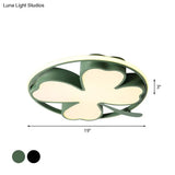 Contemporary Clover Bedroom Flushmount Led Ceiling Light In Black/Green