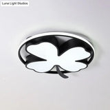 Contemporary Clover Bedroom Flushmount Led Ceiling Light In Black/Green