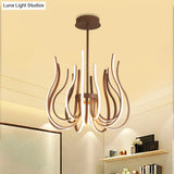 Contemporary Coffee LED Ceiling Chandelier - 19’’/24’’ Wide Curved Suspension Light