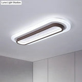 Contemporary Coffee Linear Flush Ceiling Light - Metal Led Mount For Corridor Lighting / Small White