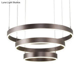 Contemporary Coffee Ring Chandelier Pendant Light With Acrylic Shade - Adjustable 1/2/3-Light