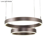 Contemporary Coffee Ring Chandelier Pendant Light With Acrylic Shade - Adjustable 1/2/3-Light