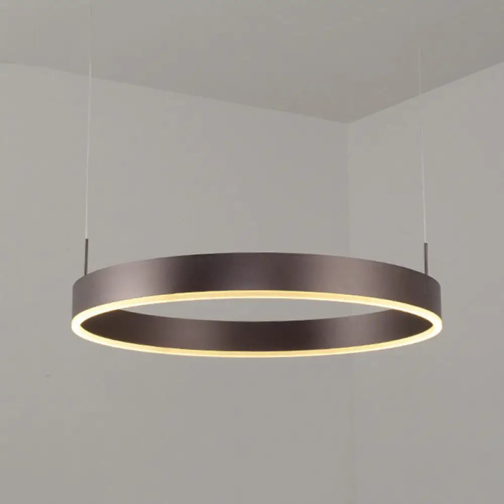 Contemporary Coffee Ring Chandelier Pendant Light With Acrylic Shade - Adjustable 1/2/3-Light