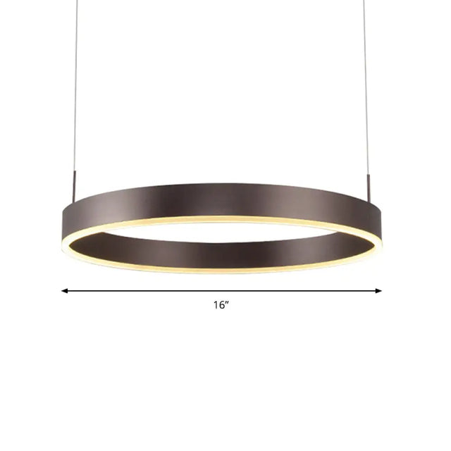 Contemporary Coffee Ring Chandelier Pendant Light With Acrylic Shade - Adjustable 1/2/3-Light