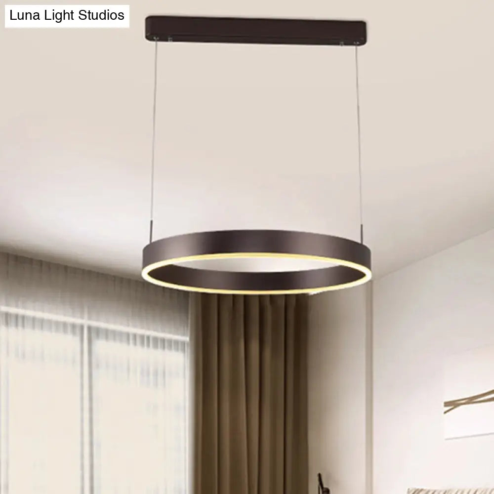 Contemporary Coffee Ring Chandelier Pendant Light With Acrylic Shade - Adjustable 1/2/3-Light
