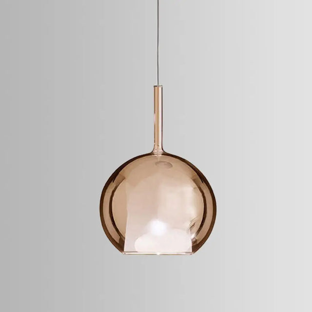 Contemporary Cognac Glass Globe Pendant Light - 1 Dining Room Hanging Fixture Kit 6/8/10 Wide