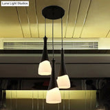 Contemporary Cone Pendant Light - Milky Glass 1/3 Lights Black Hanging Lamp With Canopy Round Or