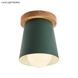 Contemporary Conical Ceiling Light Gray/White/Green - Metal Flush Mount For Bedroom