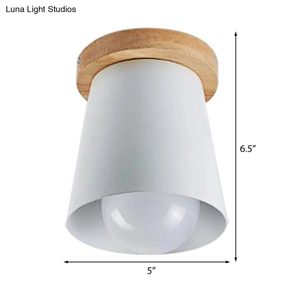 Contemporary Conical Ceiling Light Gray/White/Green - Metal Flush Mount For Bedroom