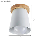 Contemporary Conical Ceiling Light Gray/White/Green - Metal Flush Mount For Bedroom