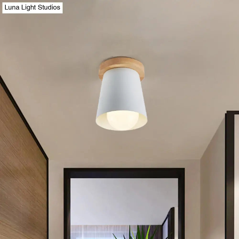Contemporary Conical Ceiling Light Gray/White/Green - Metal Flush Mount For Bedroom