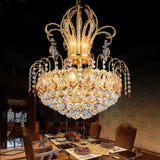 Contemporary Crystal 10-Light Gold Chandelier - Stylish Dome Ceiling Light For Dining Room