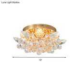 Contemporary Crystal Ball Ceiling Light With Led Gold/Silver Semi Flush Mount