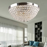 Contemporary Crystal Ball Dome Ceiling Light Fixture - 2 Lights Chrome Flush Mount