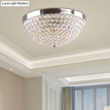 Contemporary Crystal Ball Dome Ceiling Light Fixture - 2 Lights Chrome Flush Mount