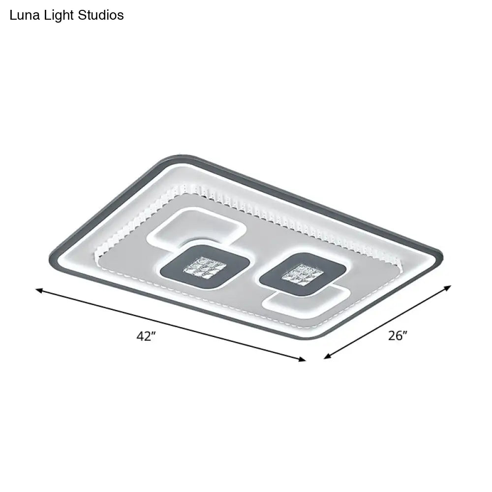 Contemporary Crystal Black & White Flush Mount Led Ceiling Light