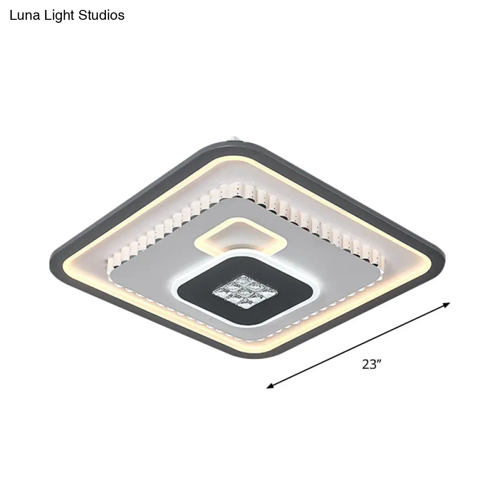 Contemporary Crystal Black & White Flush Mount Led Ceiling Light