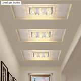 Contemporary Crystal Block Led Flush Mount Ceiling Light With Clear Corridor Illumination