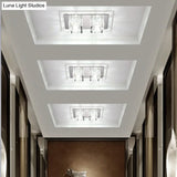 Contemporary Crystal Block Led Flush Mount Ceiling Light With Clear Corridor Illumination