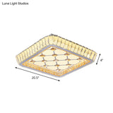 Contemporary Crystal Ceiling Flush Light With Led And White Trellis/Bowknot Design