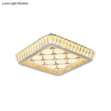 Contemporary Crystal Ceiling Flush Light With Led And White Trellis/Bowknot Design