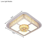 Contemporary Crystal Ceiling Lamp: Round/Flower Led Flushmount Lighting Silver With Warm/White
