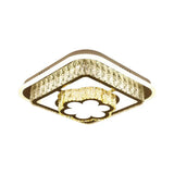 Contemporary Crystal Ceiling Lamp: Round/Flower Led Flushmount Lighting Silver With Warm/White Light
