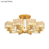 Contemporary Crystal Ceiling Lamp With Prismatic K9 Crystals