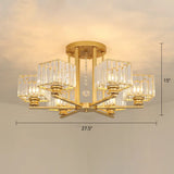 Contemporary Crystal Ceiling Lamp With Prismatic K9 Crystals 6 / Gold