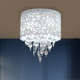 Contemporary Crystal Ceiling Light - 4 - Light White Flush Mount For Bedroom