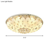 Contemporary Crystal Ceiling Light Fixture - Domed Flush Mount 7/13 Heads 23.5’/31.5’ Wide White